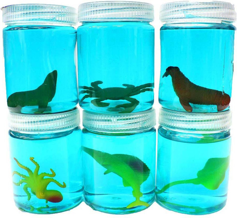 MON N MOL TOY BLUE SLIME JELLY SEA WORLD CREATURES (PACK OF 6) Blue Putty Toy
