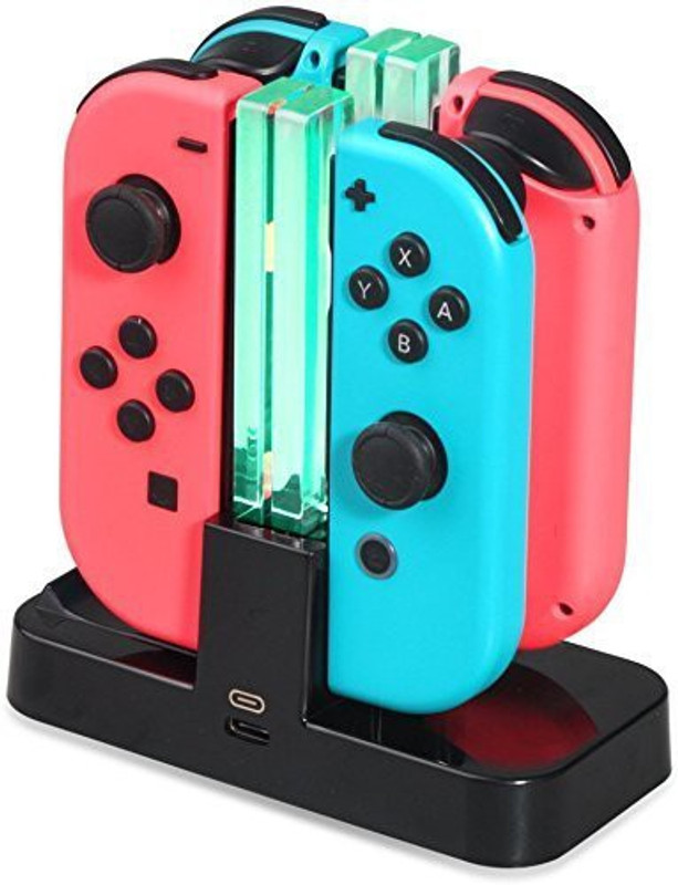 Etzin 4-in-1 Charging Dock with Type C Cable for N-Switch Joy-Con and Pro Controllers  Gaming Accessory Kit(Black, For PC)
