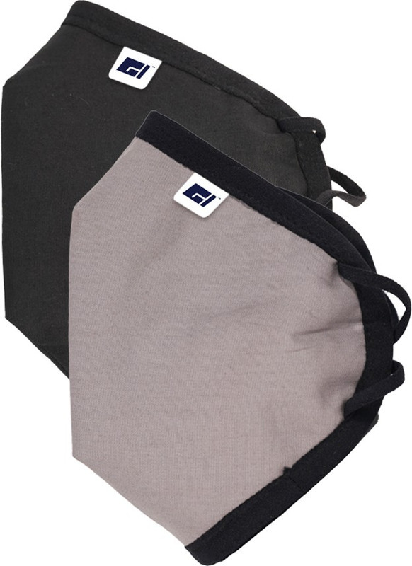 G1 WONDERS G1ELBLKGRY Reusable, Washable Cloth Mask With Melt Blown Fabric Layer(Black, Grey, Free Size, Pack of 2, 4 Ply)