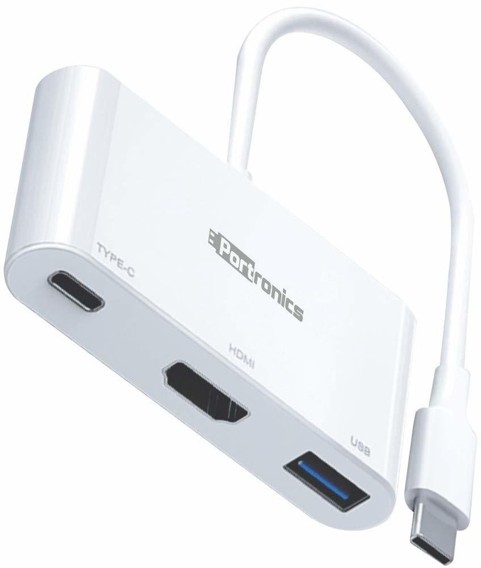 Portronics C-Konnect,3-in-1 USB Type C Multiport Adapter POR1041 HDMI Connector(White)