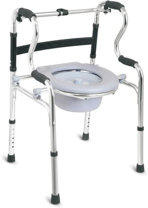 KosmoCare Lightweight Multipurpose Walker with Detachable Commode Commode Chair(Silver)