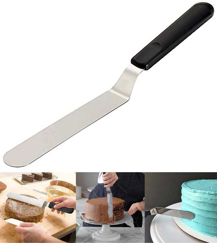 Bakingequipment Angular Cake Plate Knife I Steel Icing Spatula I Baking Kitchen Pastry Cake Decoration Tool for Kitchen. Non-Stick Spatula(Pack of 1)
