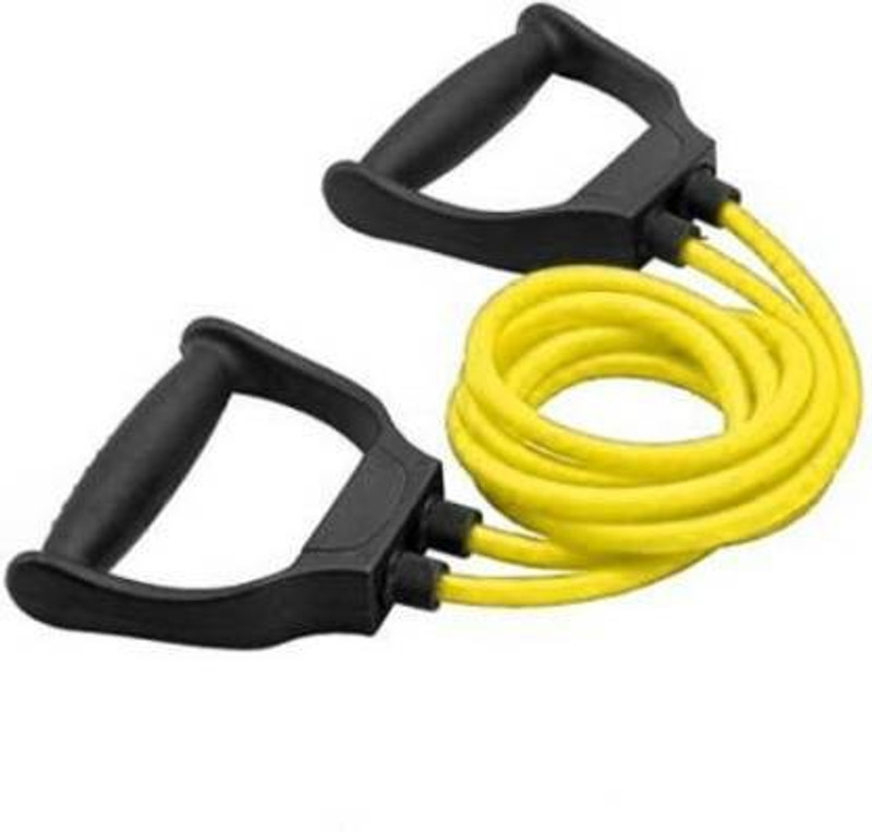 Esscage Double Toning Tube Exerciser with D Handle Resistance Tube (YELLOW) Resistance Tube(Yellow)