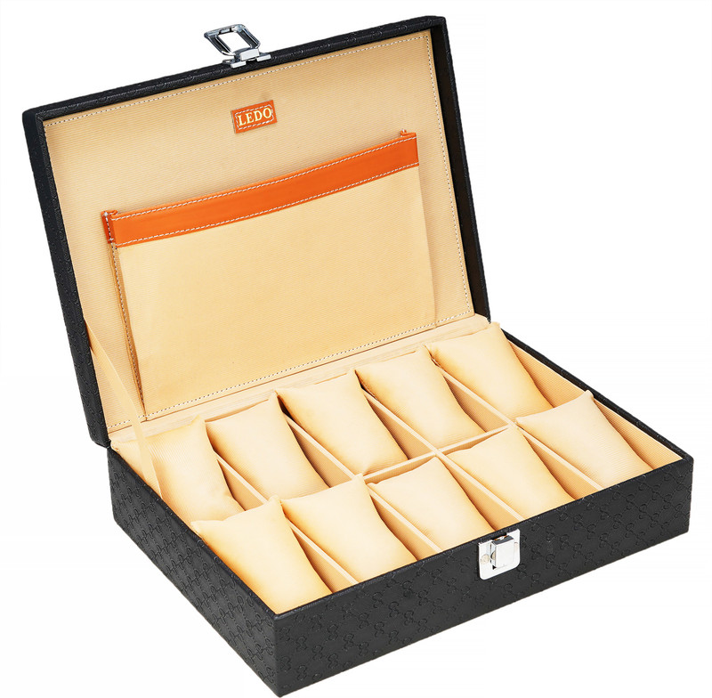 K.B.SALES 10 compartment Watch Box Holder Organizer Case for Men and Women Leather Box Watch Box(Multicolor, Holds 6 Watches)