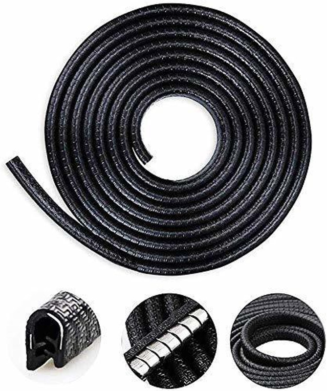 JAINFAM Car Door Edge Trim Moulding Rubber Strip Seal Guard Scratch Protect (U Shape) Car Beading Roll 5 Meter(Black) Car Beading Roll For Door(5 m)