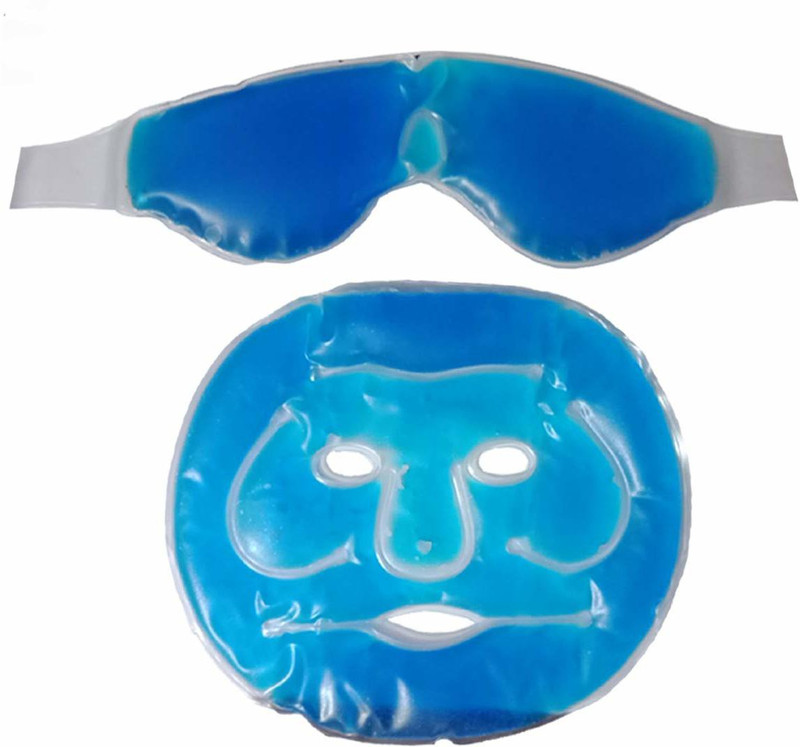 JK ENTERPRISE 1 PC Aqua Face Mask with Cooling Gel Suitable for All Skin + 1 PC Relaxing Ice Cool Eye Mask for Men Women Boys Girls Face Shaping Mask