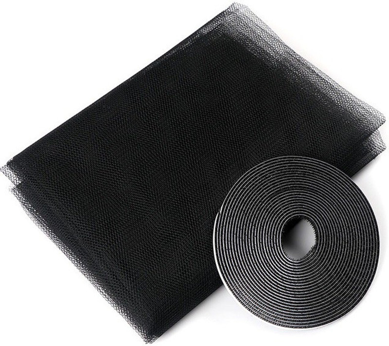 PRIONSA Window Net Mesh Screen for Protection From Mosquito, Insect, Bug, Fly etc. with with hook and look tape(Black Colour) Pack of 1 Insect Net