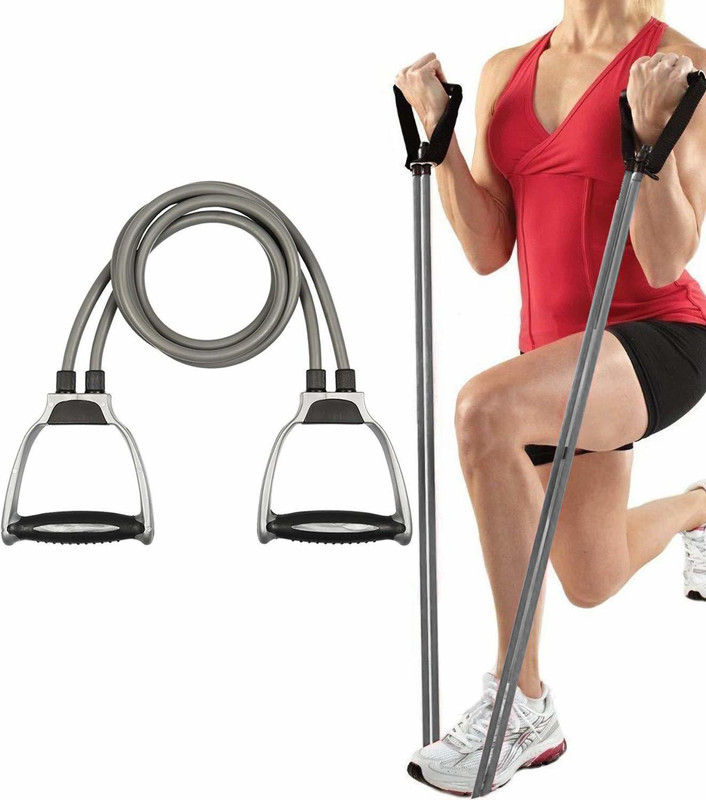 WAFCO Double Toning Tube Pull Rope Elastic Resistance Bands Fitness Band(Grey, Pack of 1)