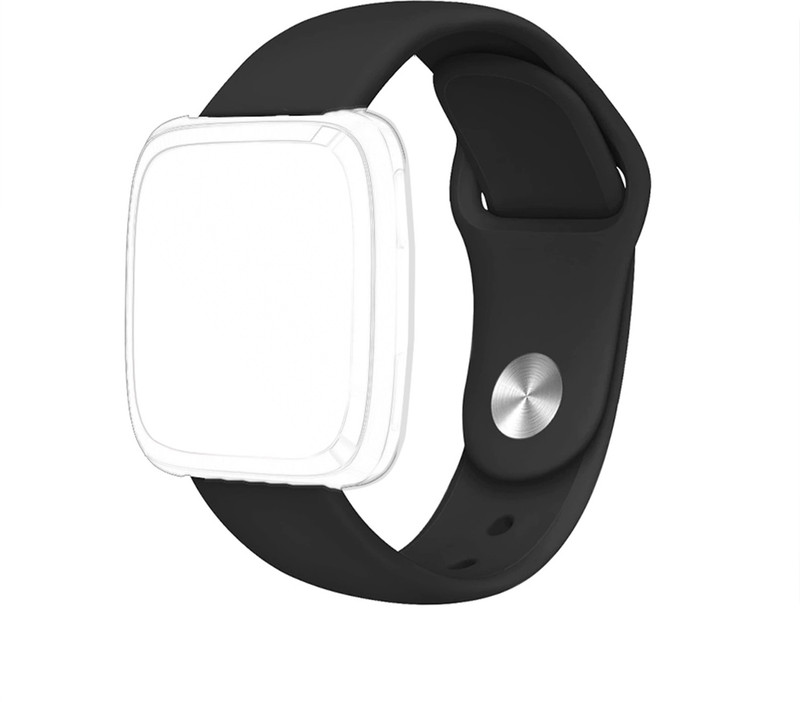 CellFAther Silicone Sport Band Strap Compatible with Fitbit Versa/Fitbit Versa 2/Fitbit Versa Lite/Fitbit Versa Special Edition, Soft Wristband Versa Smart Fitness Watch-Black (Watch Not Included) Smart Band Strap(Black)