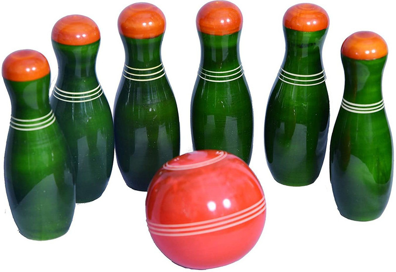 Smartcraft Wooden Bowling Set, Handmade Bowling Set (3 Years+) - Indoor & Outdoor Fun Learning Game- Multicolor Sports Bowling Set