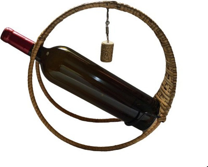 Wine Friend Iron, Bamboo Wine Rack(Beige, Black, 1 Bottle)