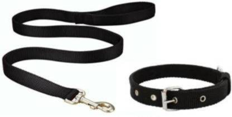 Quickato Dog Belt Combo of Black Dog Collar with Dog Leash Specially for small Breed Under 20kg Dog Collar & Leash Dog Collar & Leash(Small, Black)