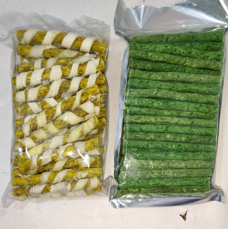 KANSAL ENTERPRISES 1 kg munchy green & munchy YELLOW with twisted bone 1kg Dog Chew(2 kg, Pack of 2)