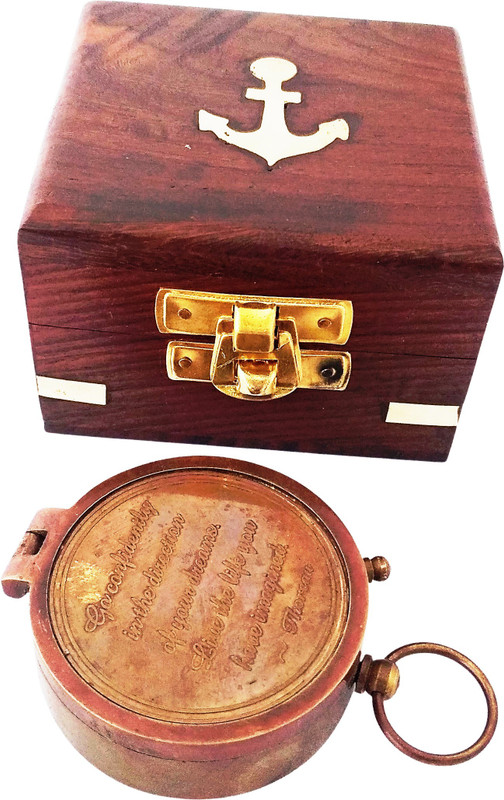 Shoptreed A Father is Neither Personalized Engraved Antique Brass Compass in Wooden box Compass(Brown)