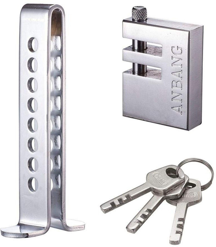 Znee Smart Stainless Steel 8 Hole Brake Clutch Pedal Car Lock Anti-Theft Adjustable Accelerator Throttle Locking Gear Lock for All Cars - Silver Gear Lock(Stainless Steel)