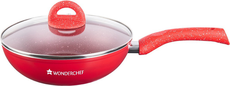WONDERCHEF Granite Wok Set with Lid 2.7 L capacity 24 cm diameter(Aluminium, Non-stick, Induction Bottom)
