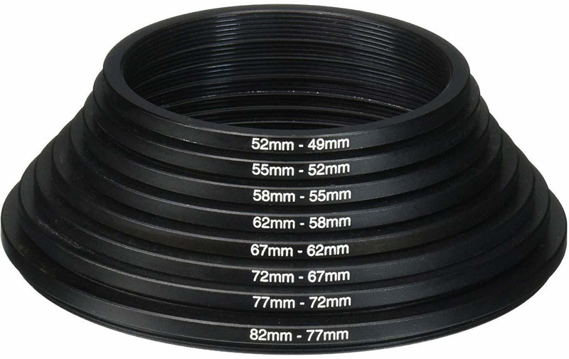 Hiffin Lens Filter Stepping Down CONVERTION Rings Set 8 Pcs Lens Stepping Down Ring||82-49mm Step Down Ring(82 - 49 mm)
