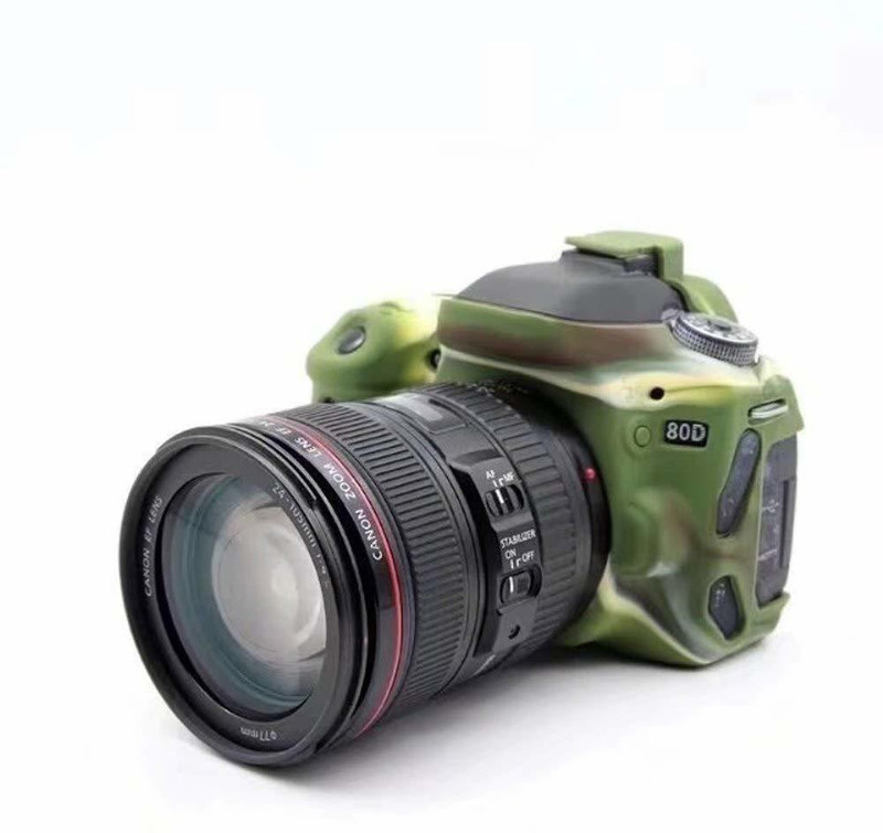 DEALPICK AMZY Silicon Cover for Canon 80D Camera Case, Professional Silicone Rubber Camera Case Cover Detachable Protective for Canon 80D - Military Green Camera Housing