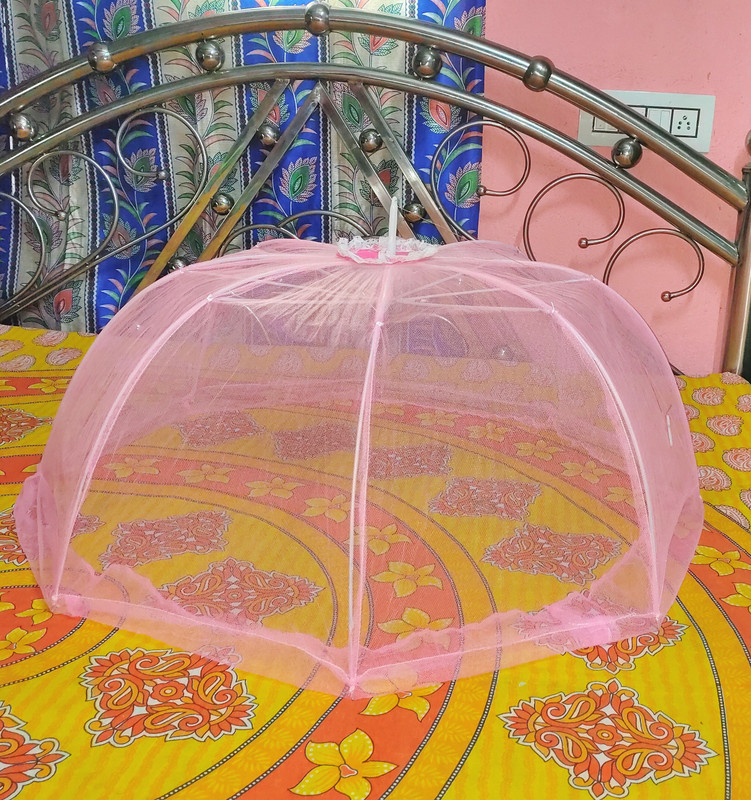 Mukta Collection Stick Baby Mosquito Net Pink A Polyester Washable Infants Mosquito Net(Pink, Frame Hung)
