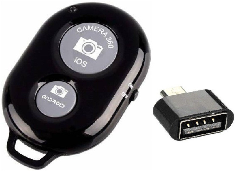 Rexalt Wireless Bluetooth Shutter Button Selfie Remote Supported Camera Remote Control with OTG(Micro USB) Camera Remote Control(Black)