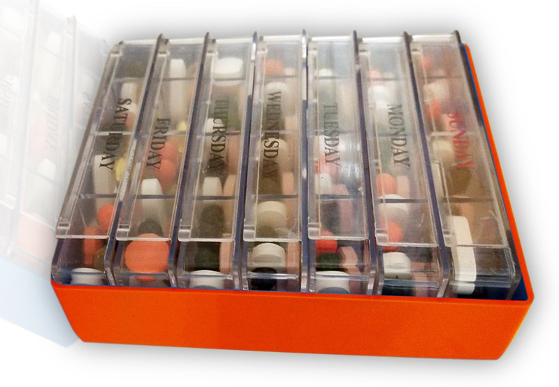 FLOVEIN 4 TIMES A DAY FOR 1 WEEK WEEKLY (7 DAYS) 4 TIMES DAILY MEDICINE ORGANIZER ORANGE Pill Box(Orange)