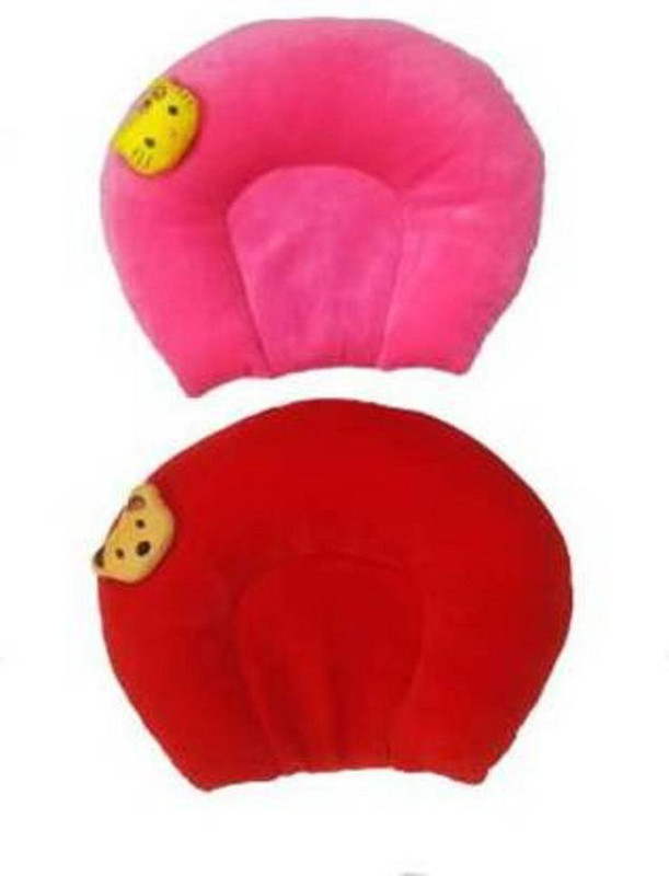 ADRIEL BRINGING JOY Foam Baby Pillow Pack of 2 Solid(pink ,red mustard)