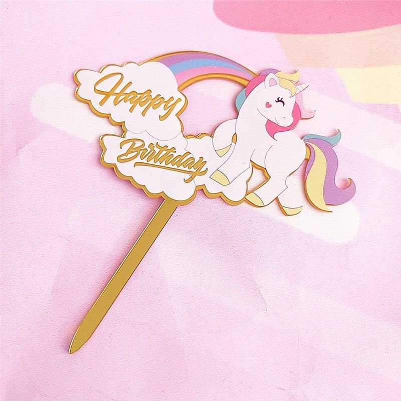 Missby Rainbow Unicorn Cake Topper(Multicolor Pack of 1)