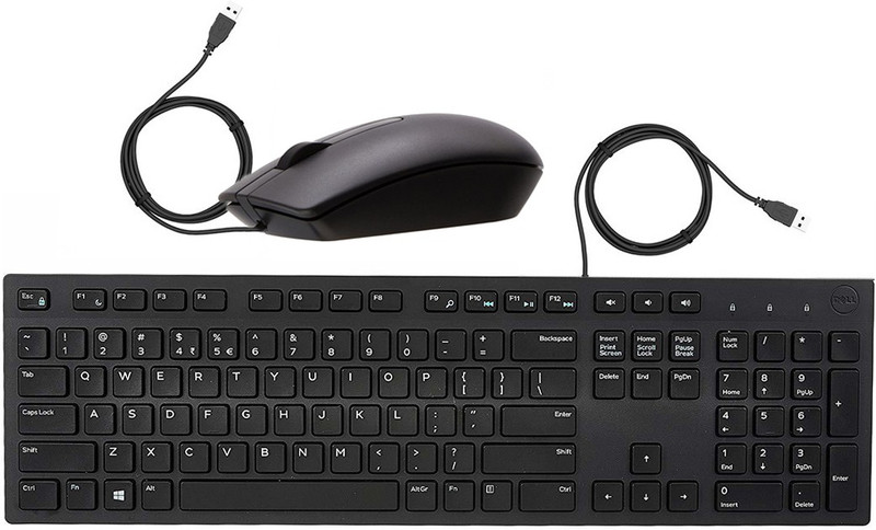 DELL Wired Optical Mouse MS116 & KB216 Wired Keyboard Combo (Zb_01) Combo Set(Black)