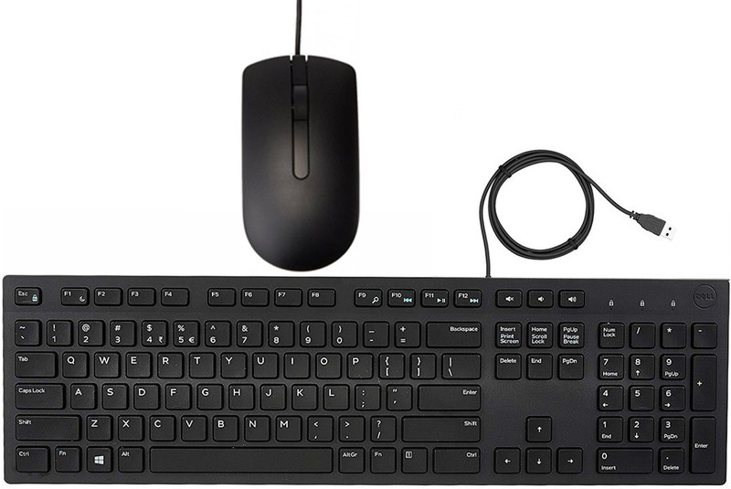 DELL Wired Keyboard KB216 & Wired Optical Mouse MS116 Combo (Zb_03) Combo Set(Black)