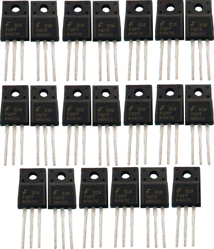 RISARYA SET OF 20PCS OF KF6N60F/FQPF6N60C/6N60 N-CHANNEL MOSFET,6A,600V,TO-220 Electronic Components Electronic Hobby Kit