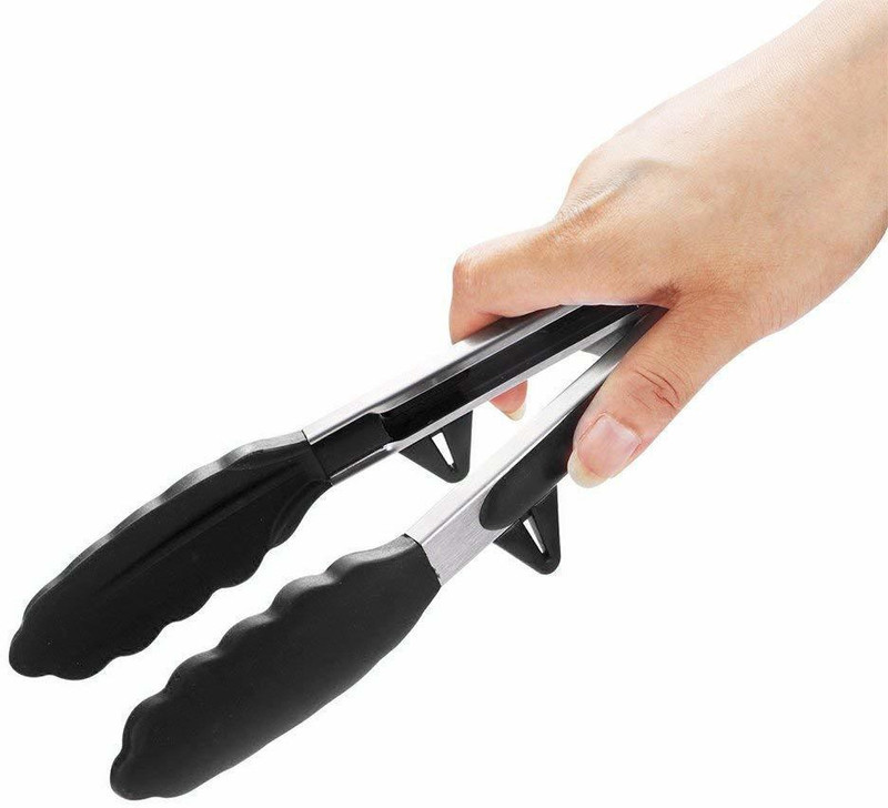P-PLUS INTERNATIONAL Kitchen Baking BBQ Heat Resistant Cooking Food Clip with Silicone Tips Tongs Kitchen Baking BBQ Heat Resistant Cooking Food Clip with Silicone Tips Tongs 32 cm Serving Tongs(Pack of 1)