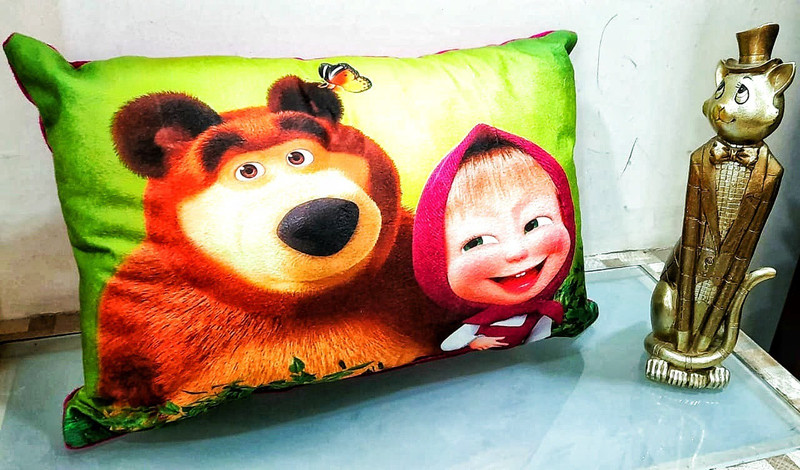 BLENZZA DECO Microfibre Baby Pillow Pack of 1 Toons & Characters Fiber Filled(Masha)