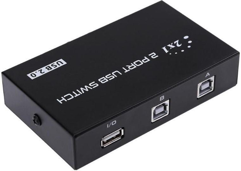 Etake 2 Port Printer Usb Switch Sharing Switcher Selector Adapter Manual Switch USB Adapter(Black)