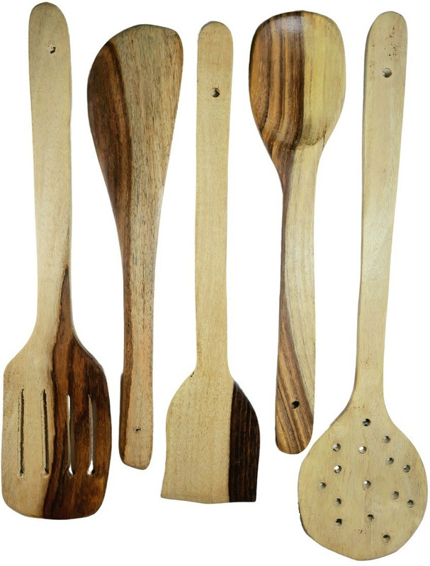 SHAHI Wooden Ladle(Brown, Pack of 5)