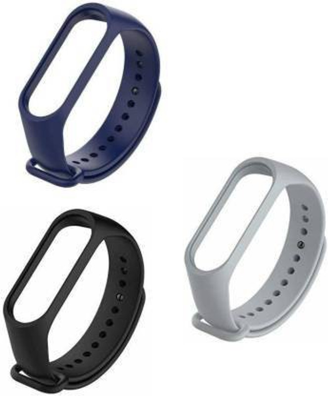 Asotai Silion Adjustable MI 3/ MI 4 Band Watch Strap Bracelet (Not Compatible with MI Band 1/2) Premium Combo Pack of 3pcs Smart Band Strap(Mullti Color)