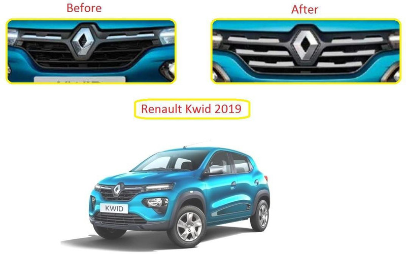 Auto Smart Look ASL0175 Car front Grill Trims Garnish Chrome For Renault Kwid (2019 - Present) Car Grill Cover(Plastic Renault Kwid)