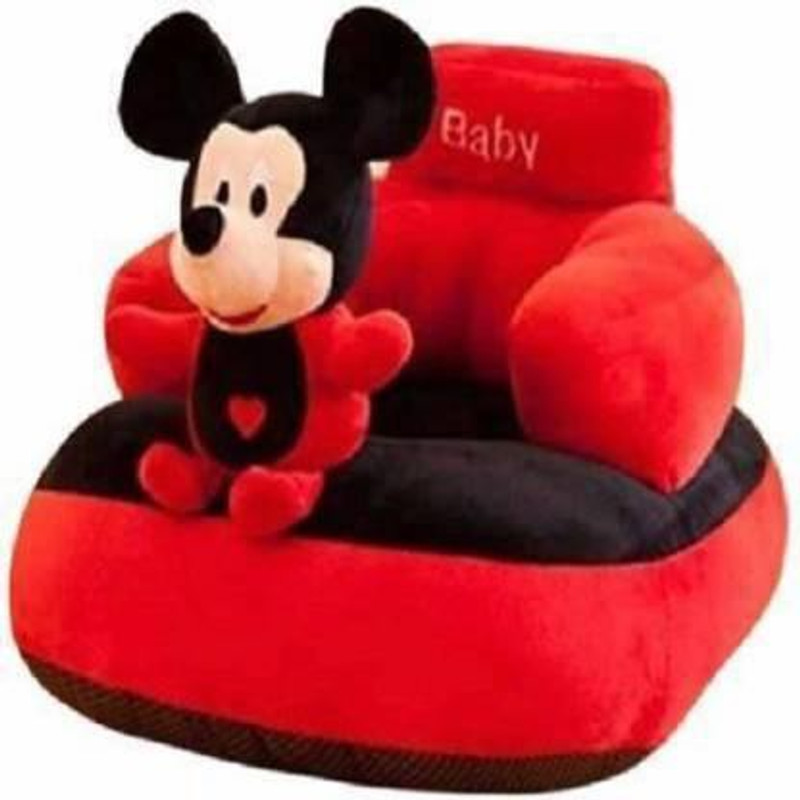 Ms Aradhyatoys Mickey Shape Soft Plush Cushion Baby Sofa Seat or Rocking Chair for Kids - 45 cm (Red, Black) - 43 cm(Red)