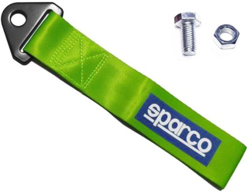 Selifaur Sparco Imported High Strength Universal Front & Rear Nylon Racing Car Tow Strap Tow Rope Green 0.2 m Towing Cable(Nylon, Iron, 2000 kg Pull Capacity)
