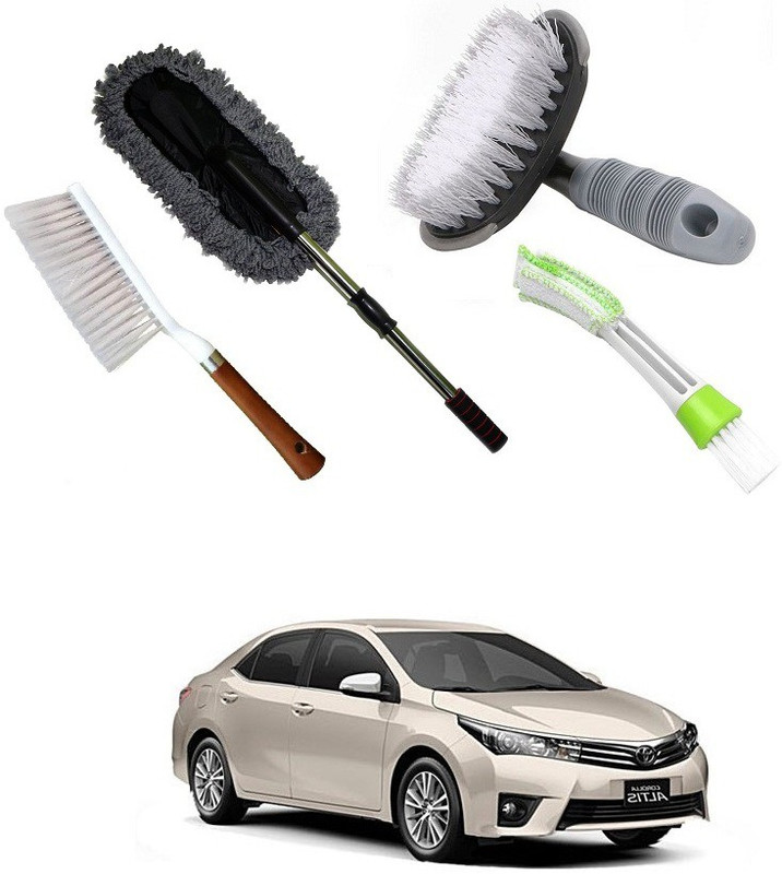 Qiisx Wheel Tire Rim Scrub Brush, Car AC Vent Cleaning Brush, Microfiber Duster, Handle Cleaning Duster Brush For Toyota Altis Combo