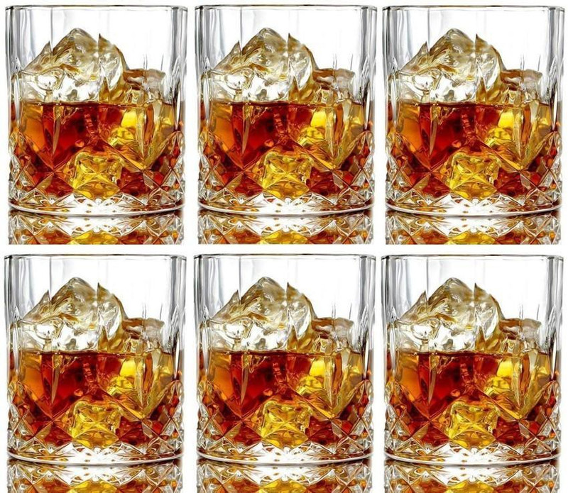 Adhunyk (Pack of 6) Crystal Clear Fancy Whiskey Scotch glass Glass Set Whisky Glass(200 ml, Glass, Clear)