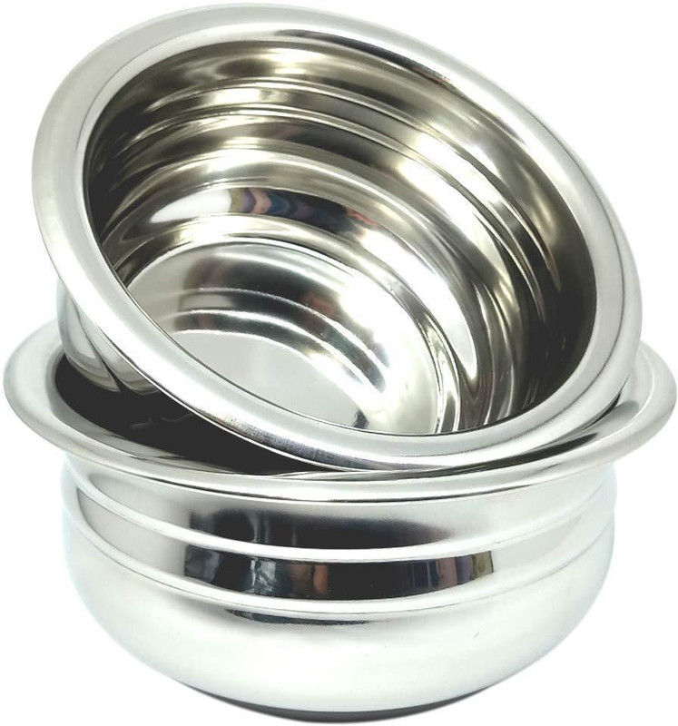 RBGIIT Wok Set 1 L, 1.5 L, 2 L capacity 15.5 cm, 17 cm, 18.5 cm diameter(Stainless Steel)