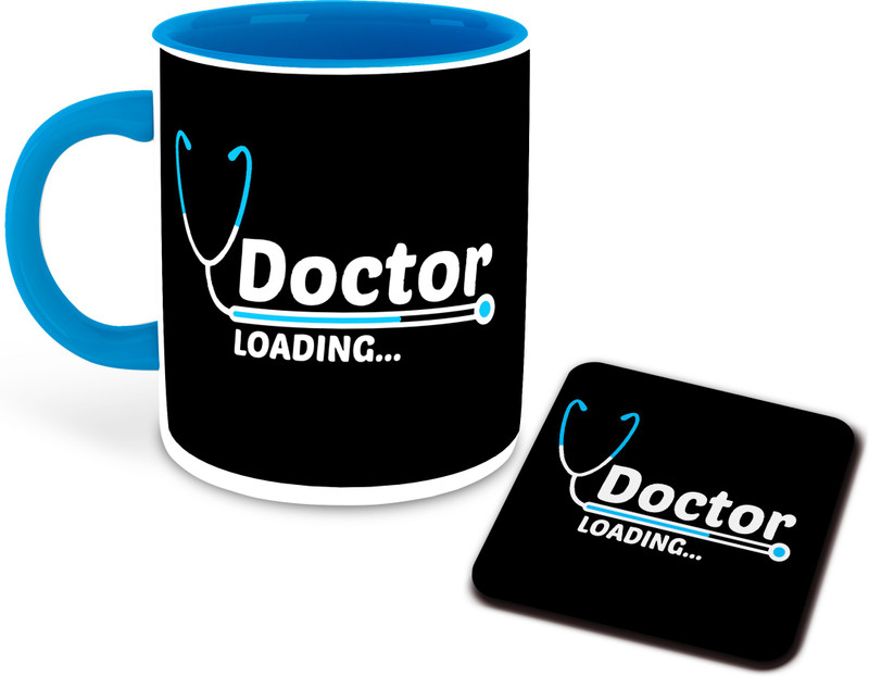 whats your kick Future Doctor Inspired Printed Designer Light Blue Inner Color Ceramic Coffee With Coaster (Future Doctor, Gift for Future Doctor, Birthday Gift, Best Gift Ceramic Coffee Mug(325 ml)