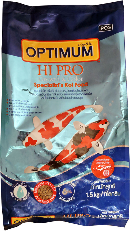 pcg Optimum Hi Pro Growth & Colour Medium Pellets 1.5 kg Dry Young, Adult Fish Food