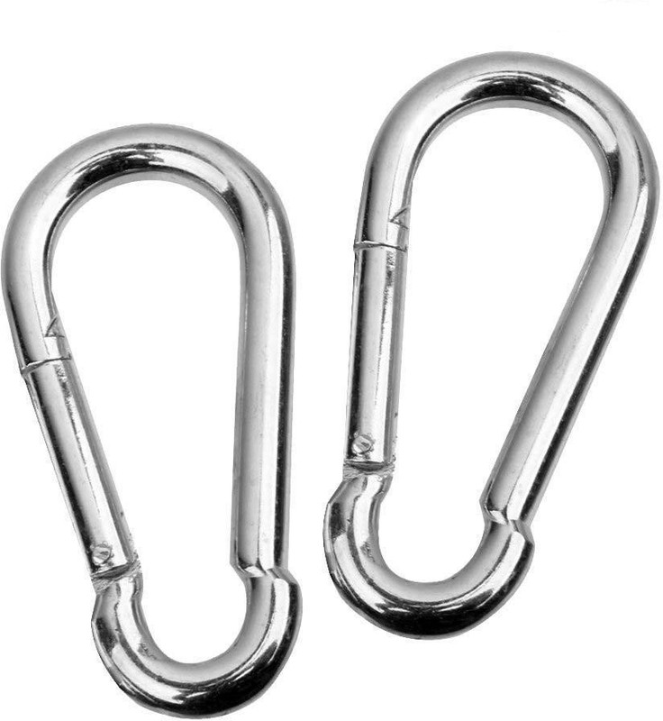 Artic Height Unique Safety Lock / S Lock for Gym Machines, Camping, Fishing, Keychain Pack of 2 Locking Carabiner(Silver)