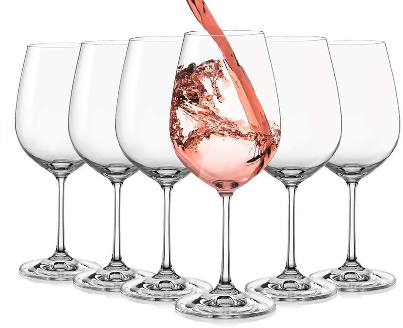 EVIQE (Pack of 6) big wine glass set-6 Glass (350 ml, Glass) Glass Set Whisky Glass(350 ml, Glass, Clear)