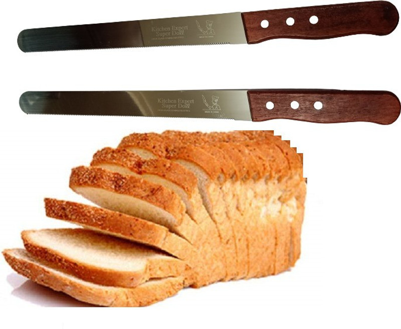 H&M Store 1 Pc Steel Knife Bread Knife Wide Teeth Wooden Handle Cake Knife Multiform Bread Knife Stainless Steel Serrated Bread Slicer Knife Steel Knife - 8 Inch Plastic Knife (Pack of 1)