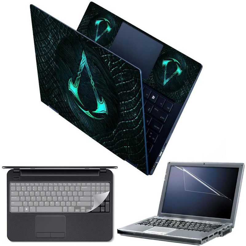 FineArts 4 in 1 Combo Pack with Laptop Skin Sticker Decal, Palmrest Skin, Screen Protector, Key Guard for 15.6 Inch Laptop - Book Heart Combo Set(Multicolor)