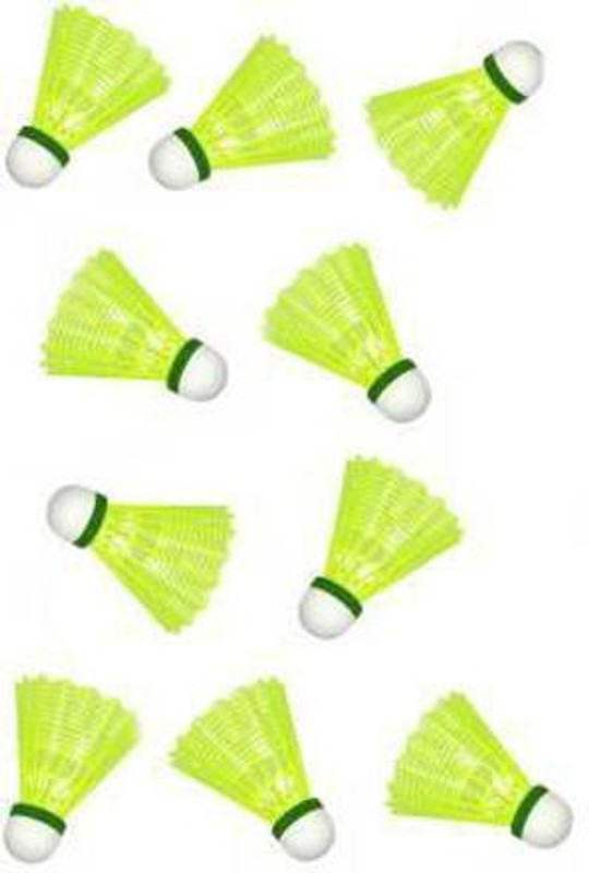 NV COLLECTION Best in class High Speed Practice Plastic Badminton Shuttlecock Pack of 10 Plastic Shuttle - Yellow(Medium, 77, Pack of 10)