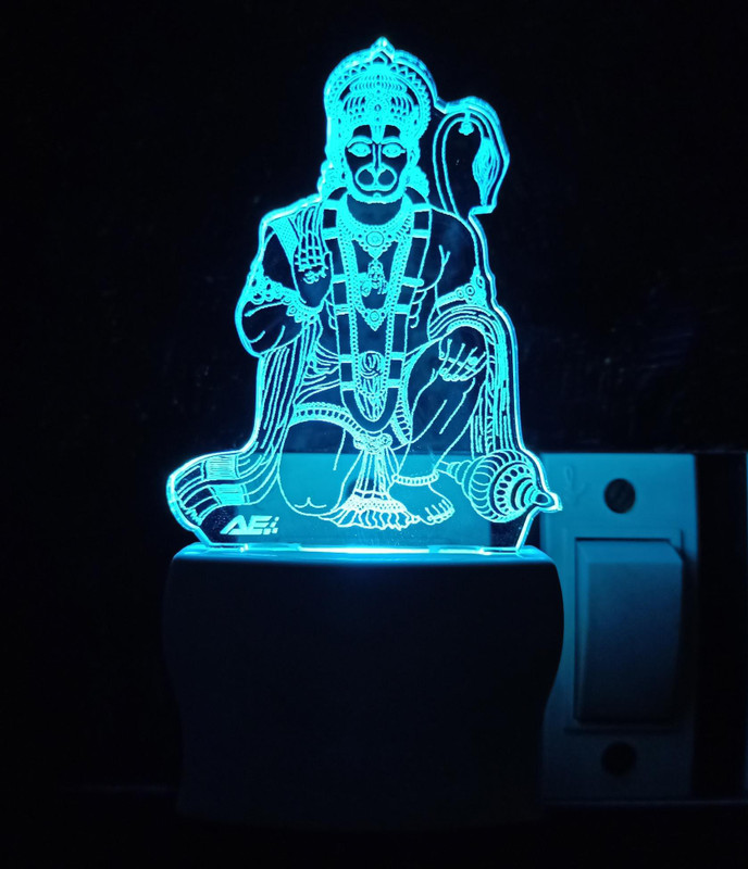 Dashing Night Lamp Hanumanji Multicolor Night Light For Temple Room Holder Decorating LED Lights Night Lamps Night Lamp(12 cm, Multicolor)