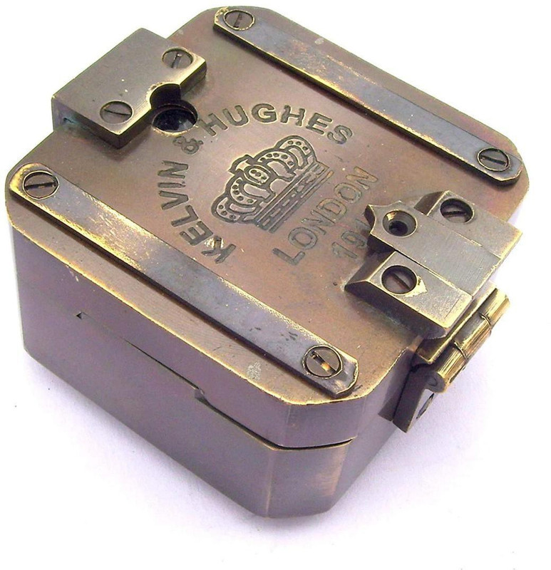 Ascent India Brass solid mini brunton compass Square antique vintage style gift Compass(Brown)
